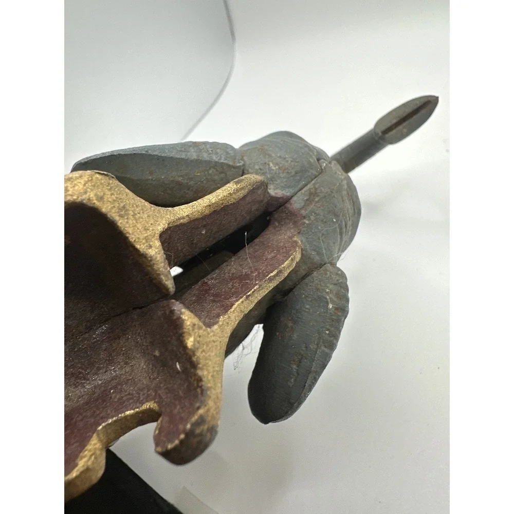 Vintage Cast Iron Hand Painted Gray Elephant Mechanical Coin Bank - Picture 12 of 12